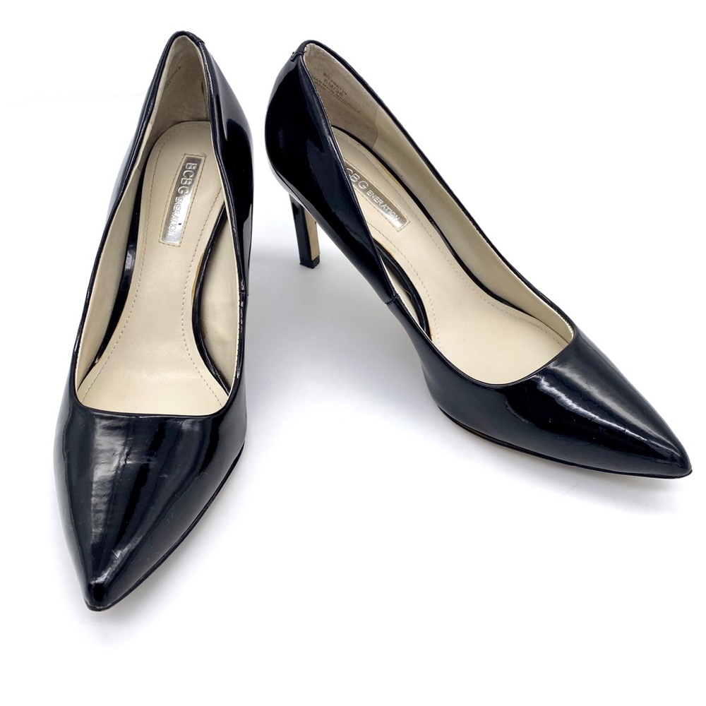 EUC BCBGeneration BG-Pretty Patent Black Pumps, 6/36